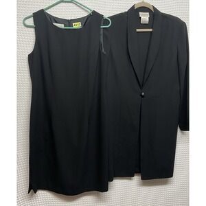 Vtg‎ Northern Traditions Women's Black 2 Piece Jacket Dress Set Size 10 Y2K